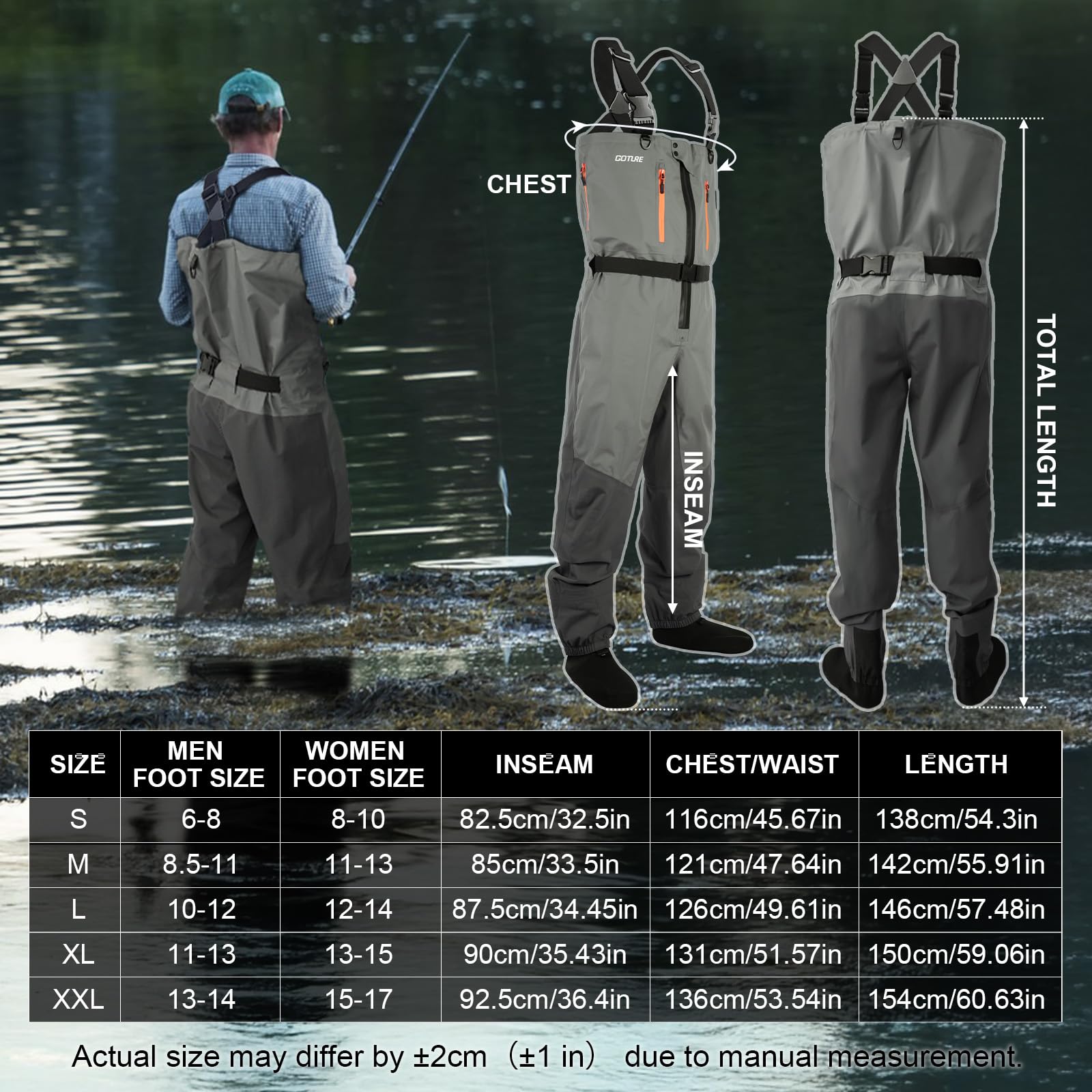 Fishing Waders - Goture 5 레이어 방수 낚시 사냥