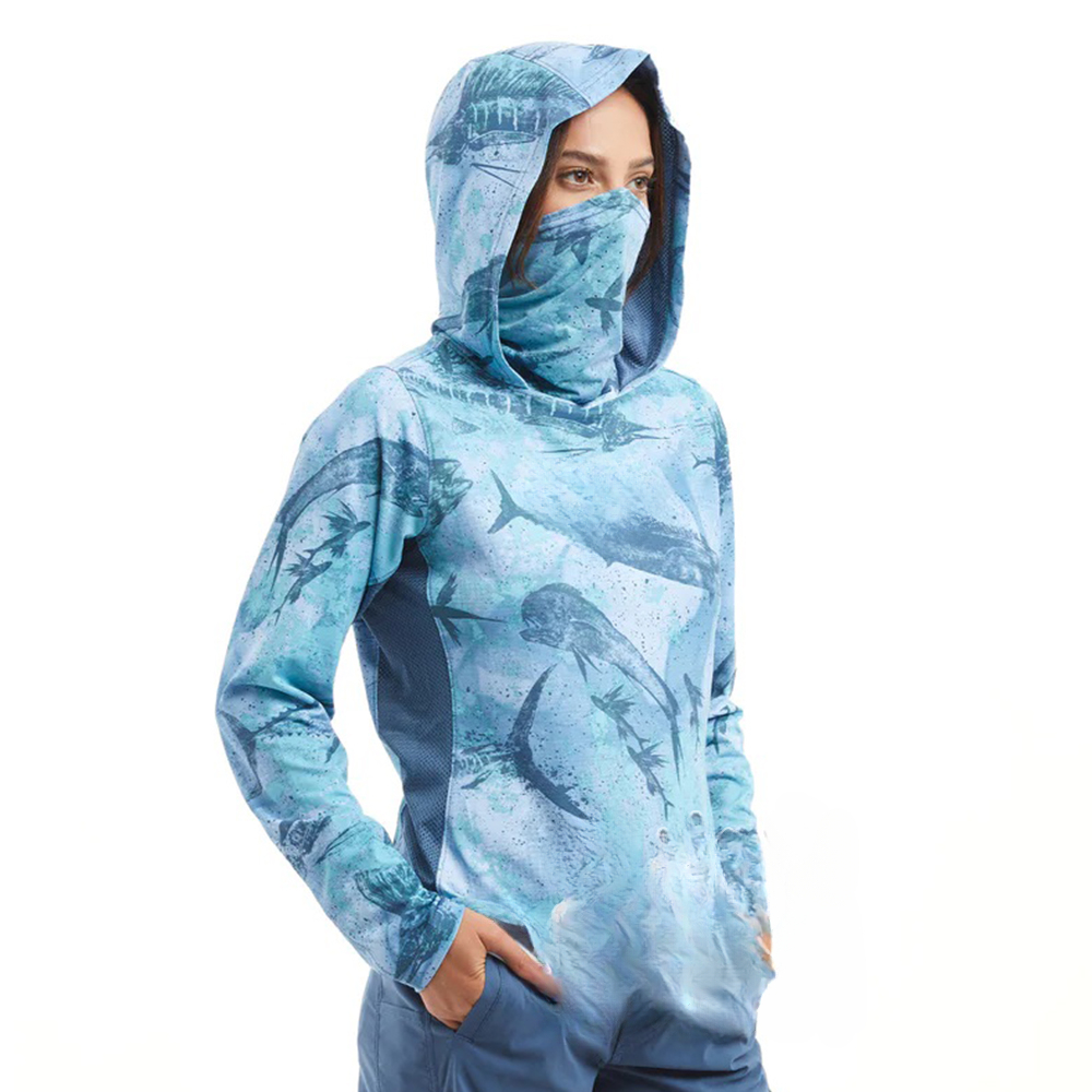 Fishing Hoodie - 낚시 티셔츠 여성용 긴팔 UV 차단