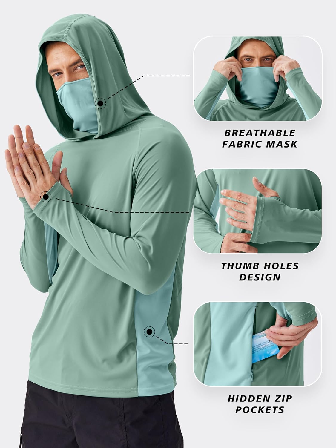 핀스파크 남성용 자외선 차단 후드티 마스크 포함 UPF - Fishing Mask Sun Protection 리뷰 및 가격